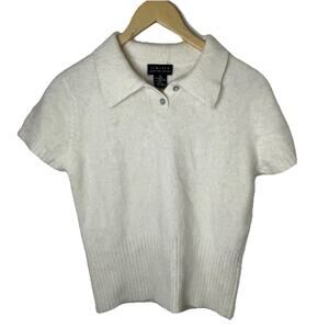 VTG Limited 90s Y2K Angora Rabbit Hair Short Sleeve Sweater Off White Sz S/M